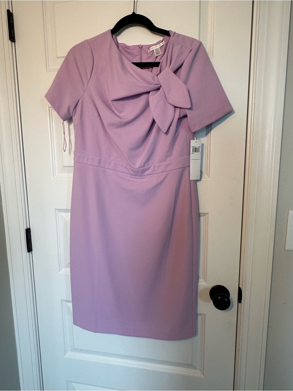 London Times Soft Lavender Bow-Detail Sheath Dress size 8